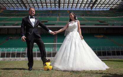 Luci a San Siro: matrimonio interista allo stadio