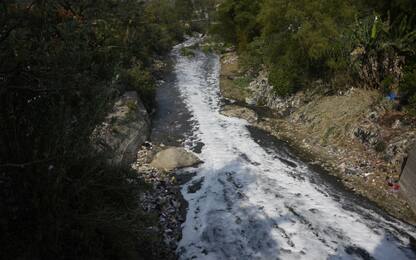 Frosinone, fiume Sacco invaso dalla schiuma: avviati i controlli