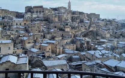 Neve in Basilicata, imbiancati i Sassi