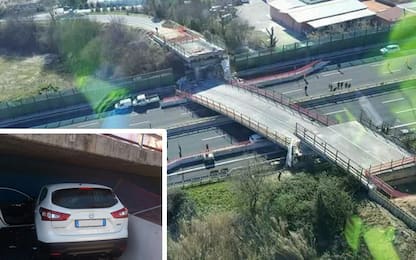 Ancona, crolla ponte su A14. Auto schiacciata: morti marito e moglie