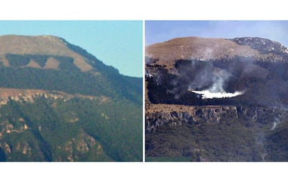 Danneggiata da un incendio la scritta "Dux" sul monte Giano