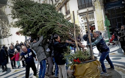 Napoli, albero di Natale in Galleria colpito due volte dai vandali