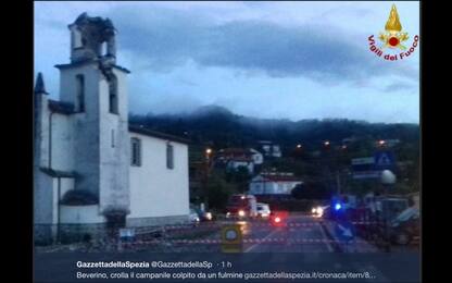 Fulmine colpisce una chiesa a Beverino, crolla parte del campanile
