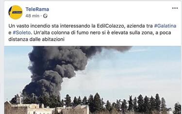 Incendio in un'azienda edile nel Leccese: colonna di fumo in cielo