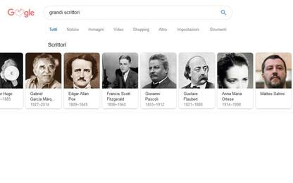 Il nome di Salvini tra i grandi scrittori nelle ricerche su Google