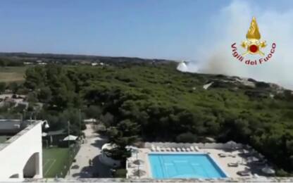 Gallipoli, incendio nel parco naturale di Punta Pizzo: VIDEO 