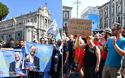 Salvini a Catania, tensione tra manifestanti pro e contro