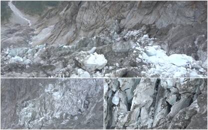 Monte Bianco, le immagini aeree del ghiacciaio che si scioglie. VIDEO