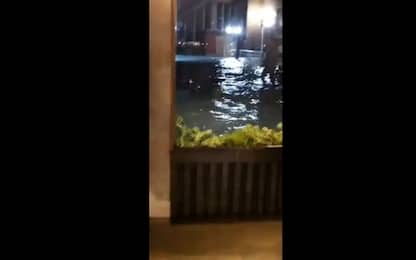 Acqua alta a Venezia, le onde contro l'Hotel Gabrielli. VIDEO