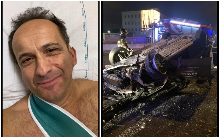 Incidente Stradale Per Il Comico Uccio De Santis Auto Completamente Distrutta Sky Tg24