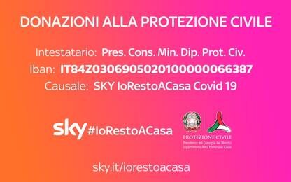 Sky #IoRestoACasa, campagna raccolta fondi per Protezione Civile