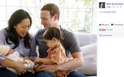 È nata August, secondogenita di Zuckerberg. L'annuncio su Facebook