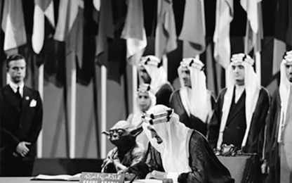 Yoda accanto a re Faisal sui libri, il ministro saudita si scusa