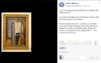 Francia, rubato quadro di Giorgio de Chirico "d'inestimabile valore"