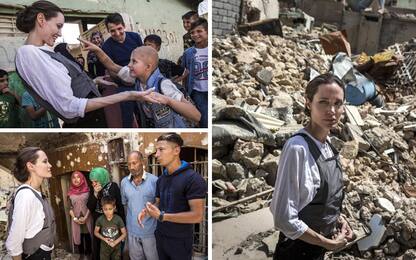 Angelina Jolie fra macerie Mosul. FOTO