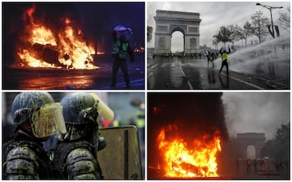 Parigi, dilaga la guerriglia dei gilet gialli: scontri, fermi e feriti