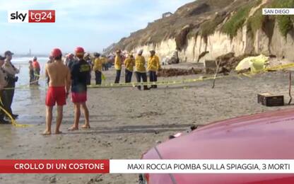California, crolla costone in spiaggia: tre morti