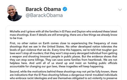 Stragi Usa, Barack Obama: basta leader che alimentano paura e odio 