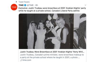 Canada, foto di Trudeau con volto dipinto di nero: è polemica. VIDEO