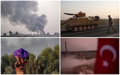 Siria, la Turchia attacca via terra. Bombe sui curdi, civili in fuga