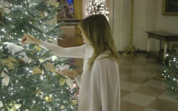 Capelli D Angelo Decorazioni Natalizie.Melania Trump Presenta Gli Addobbi Di Natale Alla Casa Bianca Video Sky Tg24