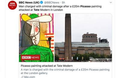 Londra, quadro di Picasso sfregiato da un vandalo alla Tate