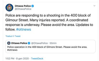Canada, sparatoria in una casa a Ottawa: un morto e tre feriti