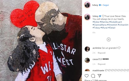 Tvboy dedica un murales a Kobe Bryant e alla figlia Gianna