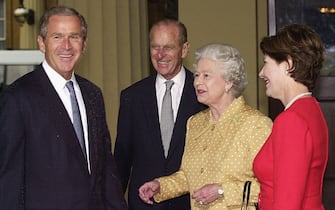 la regina Elisabetta con George W. Bush