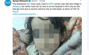 Nuovo simbolo del dramma siriano è una bimba di 18 mesi morta ad Afrin