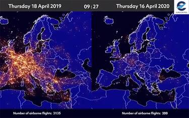 Coronavirus, traffico aereo prima e dopo il lockdown: VIDEO
