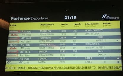 Alta velocità Roma-Firenze, guasti e treni in ritardo fino a 4 ore