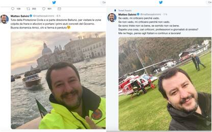 L’emergenza maltempo e il selfie sorridente di Salvini: è polemica