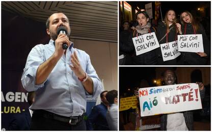 Salvini in Sardegna, a Nuoro canti e cartelli contro il ministro