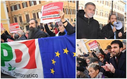 Manovra, protesta del Pd davanti a Montecitorio