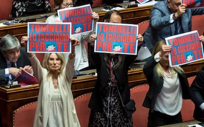 "Toninelli lo facciamo per te": Forza Italia protesta 