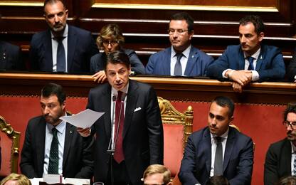 Crisi governo: Conte, Salvini e Di Maio in Senato. FOTO