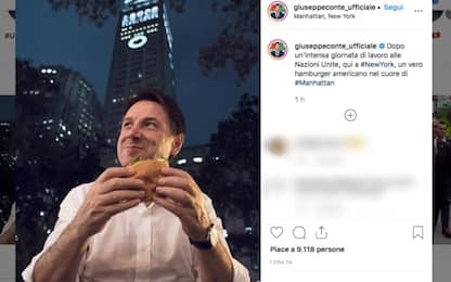 Conte e l’hamburger dopo il vertice Onu: la foto su Instagram
