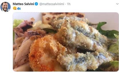 Salvini posta sui social la foto di un piatto di sardine fritte