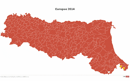 Elezioni Emilia Romagna, i risultati di 5 anni in una GIF animata