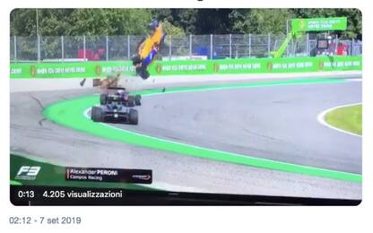 F3 Monza, incidente per Peroni: macchina prende il volo. Illeso. VIDEO