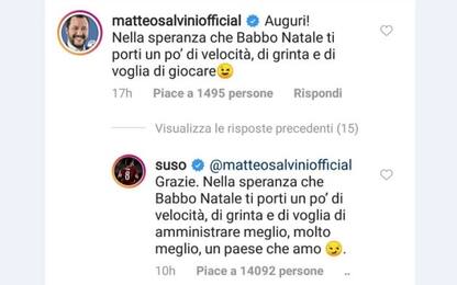 Salvini punge Suso, il giocatore del Milan replica: scambio sui social