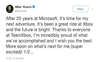 Xbox, il vicepresidente Mike Ybarra lascia microsoft dopo 20 anni